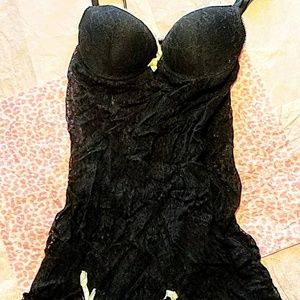 SMART&SEXY BLK LACE CHEMISE,  34B